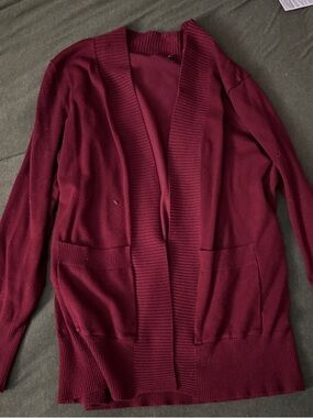 Source Unknown Open-Front Burgundy Cardigan